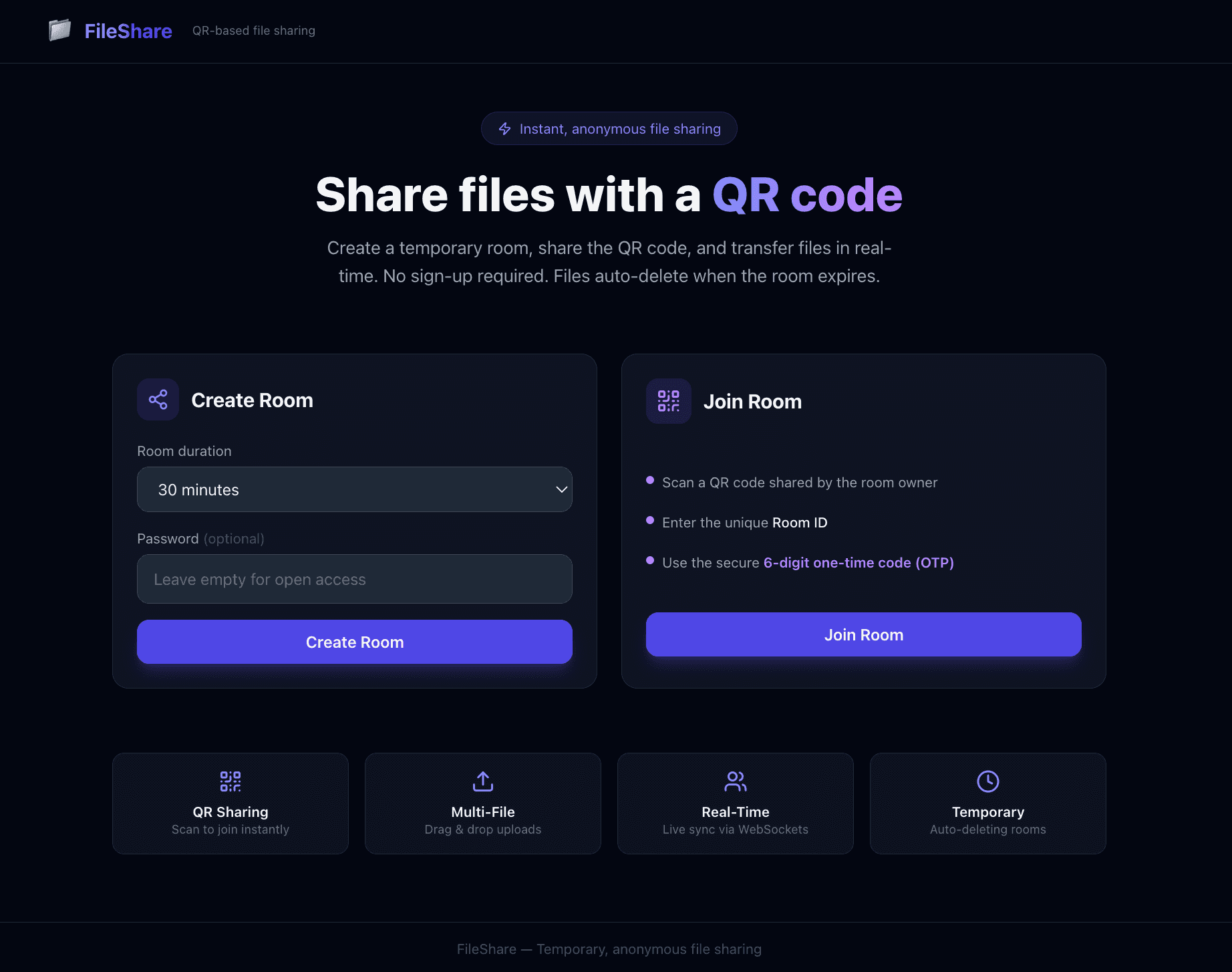 P2P WebRTC File Share