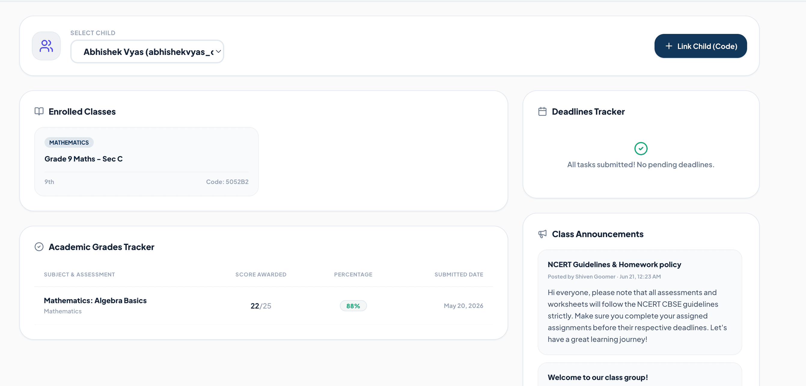 Parent Analytics Portal