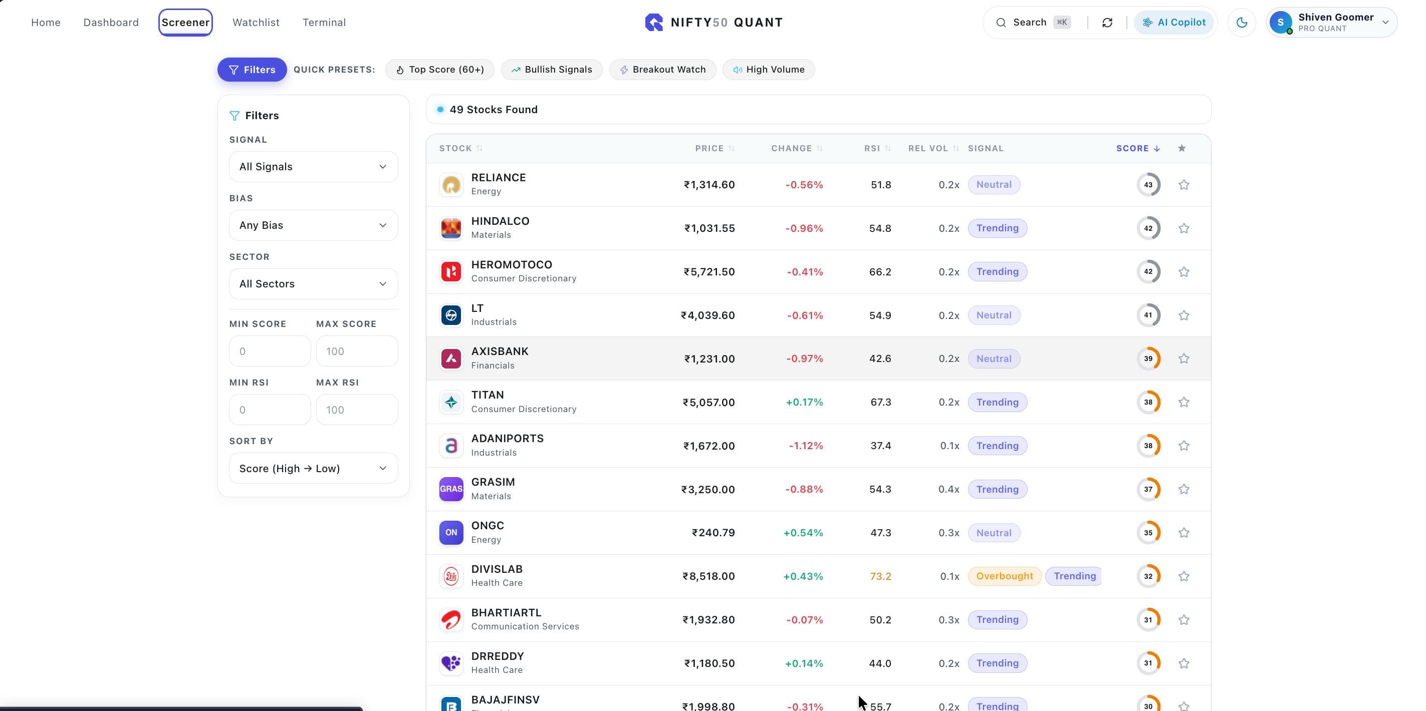 Quantitative Stock Screener
